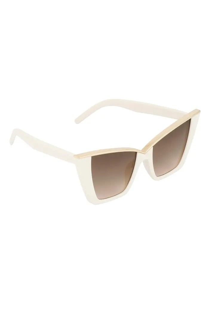 Dames Zonnebril Vlindervorm Off-White Goud UV400