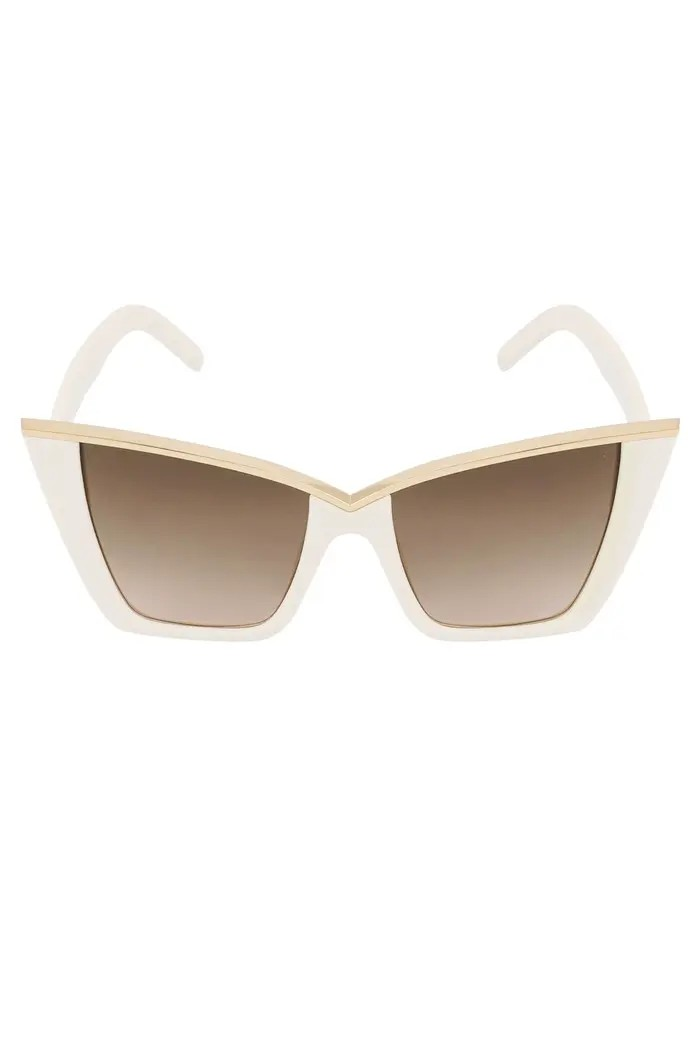 Dames Zonnebril Vlindervorm Off-White Goud UV400