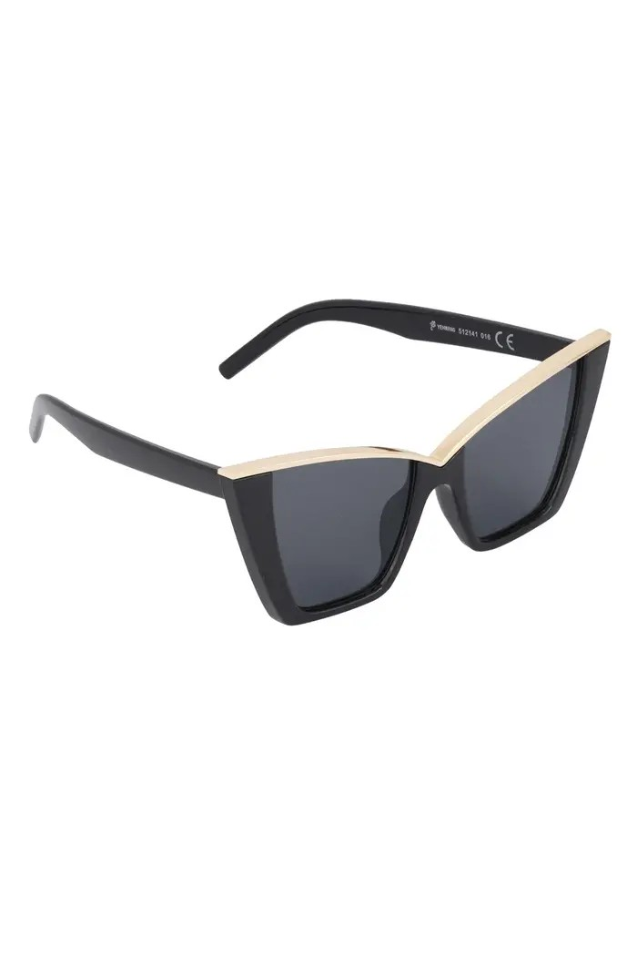 Dames Zonnebril Vlindervorm Zwart Goud UV400