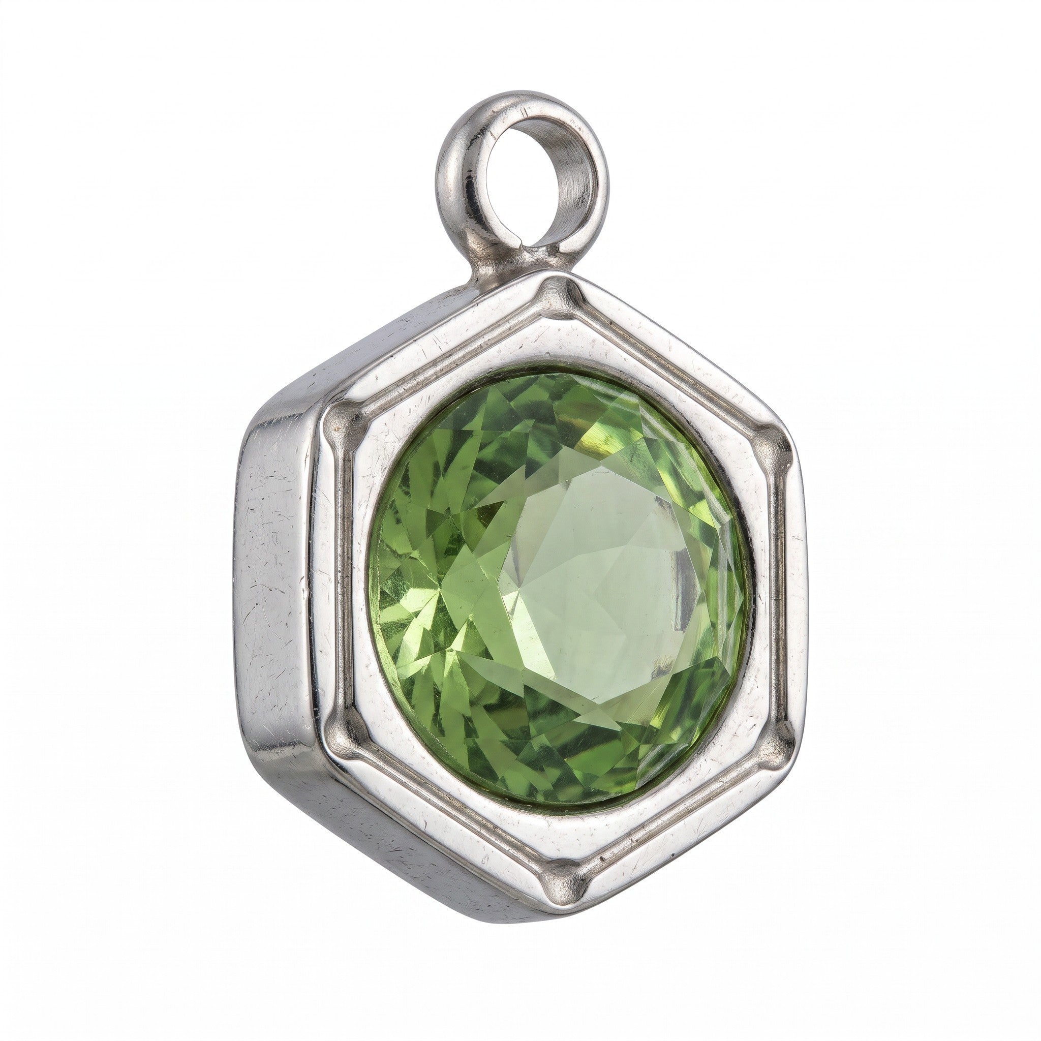 Italian Charm met geboortesteenbedel hexacon - Zilver