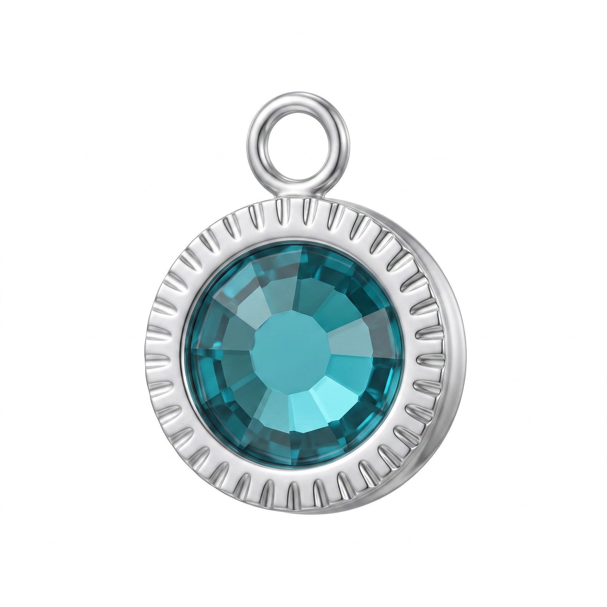 Italian Charm met geboortesteenbedel rond - Zilver