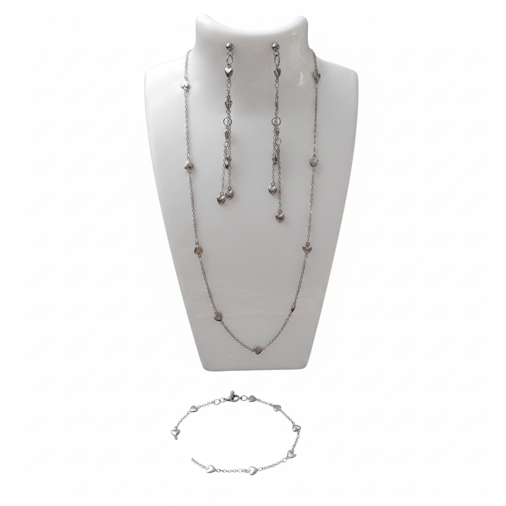 Stainless steel hartjes sieraden set